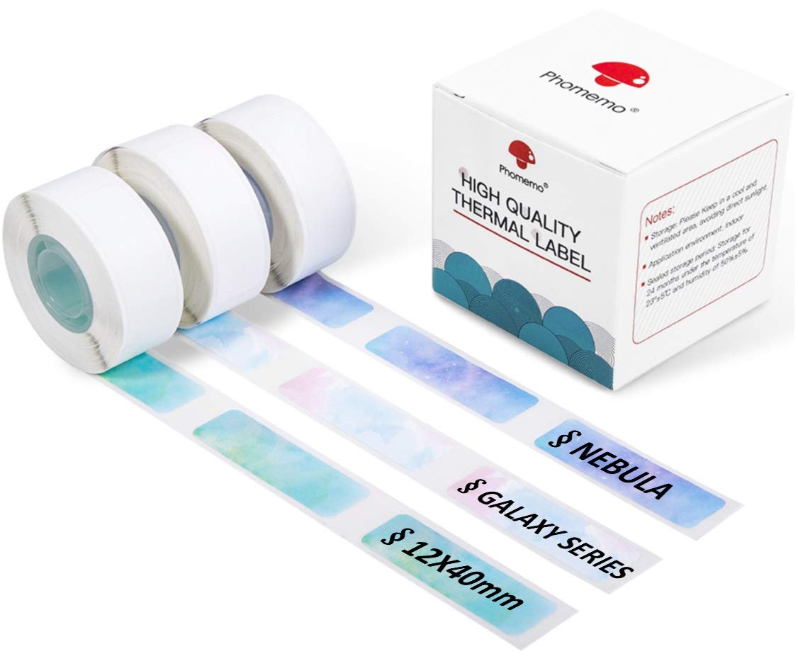 HASTHIP Thermal Label Roll for D30 3 Rolls Thermal Label Print Paper Unique Nebula Pattern Print Label Paper 12mm x 40mm, 160 Labels per Roll, D30 Thermal Label Roll Replacement HASTHIP Thermal Label Roll for D30 3 Rolls Thermal Label Print Paper Unique Nebula Pattern Print Label Paper 12mm x 40mm, 160 Labels per Roll, D30 Thermal Label Roll Replacement